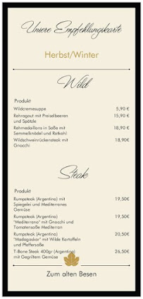 Zum alten Besen à Fellbach carte