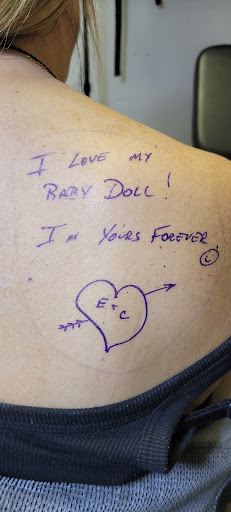 Explore back shoulder tattoo ideas, creative tattoo ideas in Angola, available at Hoodlum Ink