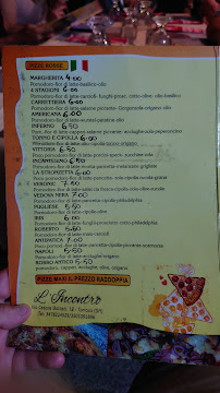Carte du Pizzeria L'incontro. Trattoria à Torraca