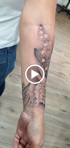 Explore son's name tattoo ideas, creative tattoo ideas in Fresno, available at Happy Client Tattoo