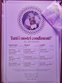 Menu / carte de Busiate, pasta siciliana da passeggio- Palermo à Palermo