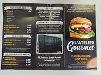 Menu / carte de l'atelier du gourmet tacos burger friterie à Seclin
