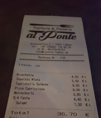 Carte du Trattoria Pizzeria al Ponte à Lübben
