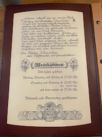 Menu / carte de Weinkabinett Fleischmann à Kallstadt