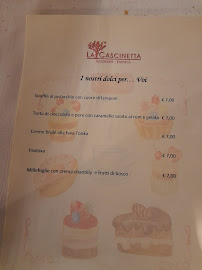 Menu du Ristorante La Cascinetta à Vezzo