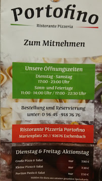 Pizzeria Portofino à Eschenbach carte