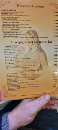 Restaurant indien RESTAURANT LE KASHMIR à Nevers (la carte)