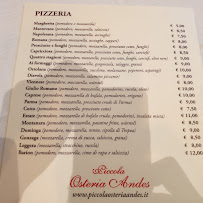 Piccola Osteria Andes à Mantua carte