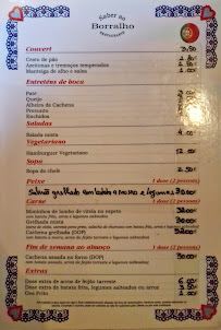 Menu / carte de Saber ao Borralho à Arcos de Valdevez