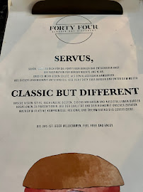 Carte du Forty Four Burger & Bar à Munich