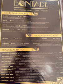 Menu du BONTADE à Olbia