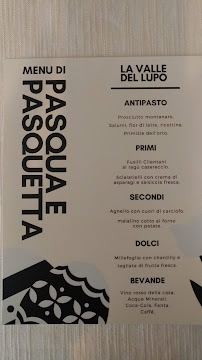 Menu / carte de La Valle Del Lupo à Vibonati