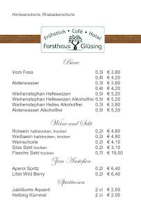 Menu / carte de Forsthaus Glüsing à Schnakenbek
