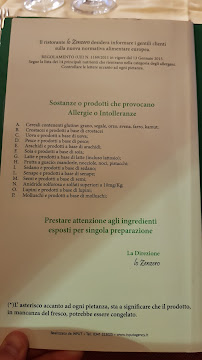 Pizzeria Lo Zenzero à Milan (la carte)