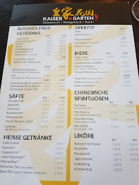 Menu / carte de Kaisergarten à Hagen