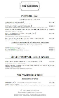 Menu / carte de Café de la Poste à Biot