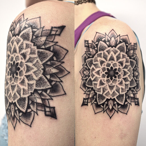 Explore shoulder blade tattoo ideas, creative tattoo ideas in Pittsburgh, available at Pittsburgh Tattoo Company