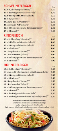 Menu / carte de China Imbiss Chinesische Mauer à Siegen