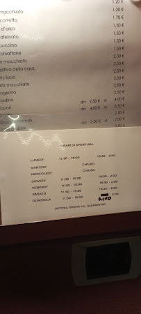 Osteria Trinità à Bassano del Grappa carte