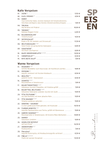 Menu du Poseidon Garden à Landshut