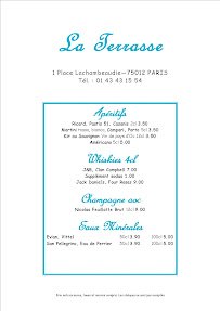 La Terrasse à Paris menu