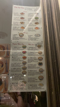 Menu / carte de Cha for Tee à Berlin