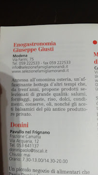 Salumeria Hosteria Giusti à Modena menu