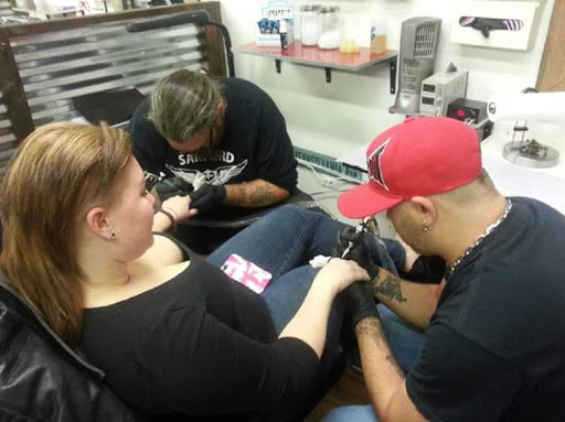 Explore stitched tattoo ideas, creative tattoo ideas in Fort Worth, available at Lucky Horseshoe Tattoo