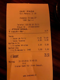 Restaurant mexicain Que Pasa à Berlin - menu / carte