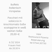 Carte du V&M Restaurant Pizzeria à Steinheim an der Murr