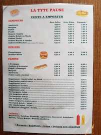 Menu du La Tyte Pause à Igoville