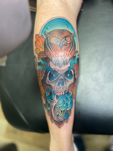 Explore shoulder mens tattoo ideas, creative tattoo ideas in Superior, available at Northlandia tattoo parlor