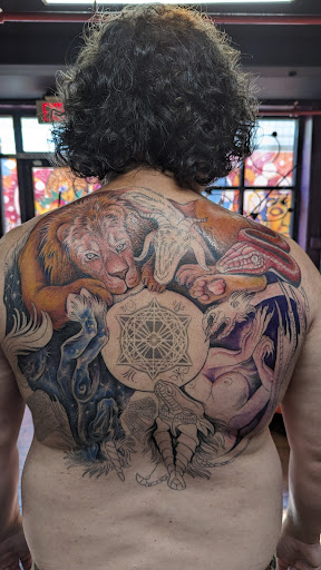 Explore full neck tattoo ideas, creative tattoo ideas in Charlotte, available at Haylo Healing Arts Lounge