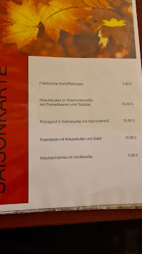 Schäufelewärtschaft à Nuremberg menu