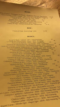 Restaurant MARROW à Paris (le menu)