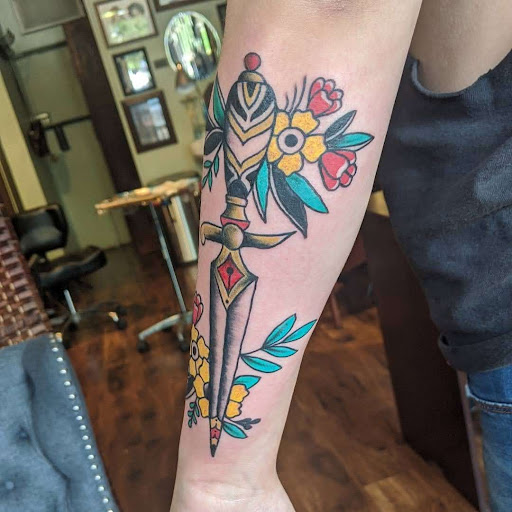Explore greek tattoo ideas for men, creative tattoo ideas in Lawrence, available at Standard Electric Tattooing