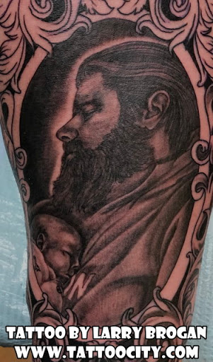 Explore tooled leather tattoo ideas, creative tattoo ideas in Lockport, available at Tattoo City by Larry Brogan
