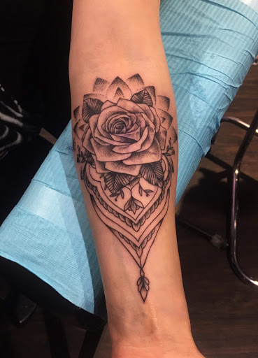 Explore electric guitar tattoo ideas, creative tattoo ideas in Asheboro, available at Blue Luna Tattoo Company, LLC