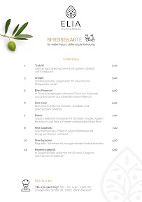 Restaurant grec Greek Restaurant ELIA à Berlin (le menu)