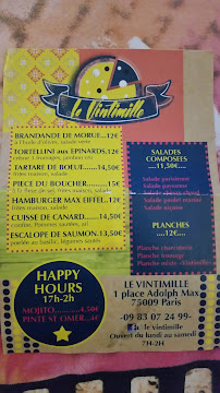 Bistro Le Vintimille à Paris - menu / carte