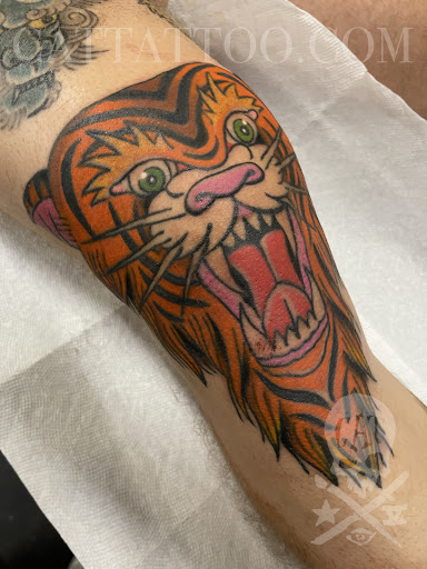 Explore pet memorial tattoo ideas, creative tattoo ideas in Addison, available at Cat Tattoo