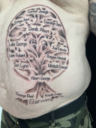 Explore memphis tattoo ideas, creative tattoo ideas in Kingsland, available at These Colors Dont Run Tattoo & Piercing