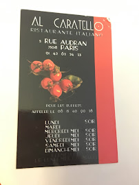 Pizza Caratello à Paris menu