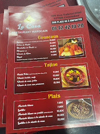 Carte du La Casa Restaurant Marocain à Colombes
