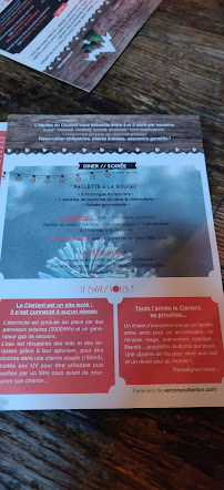 Le Clariant à Corrençon-en-Vercors menu
