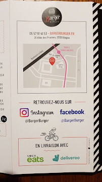 Carte du Barger Burger à Bègles