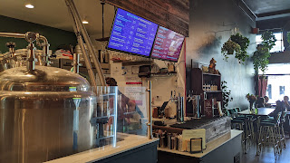 A row of beer taps