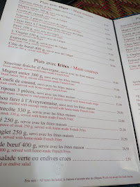 Le Plomb du Cantal Rive Droite à Paris menu