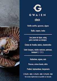 Carte du Gwaien Restaurant Nantes à Nantes