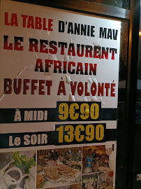 Menu du Zam Zam à La Courneuve